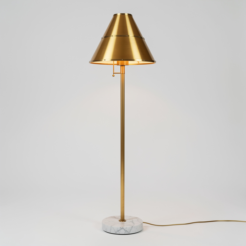 Brass floor lamp with marble base